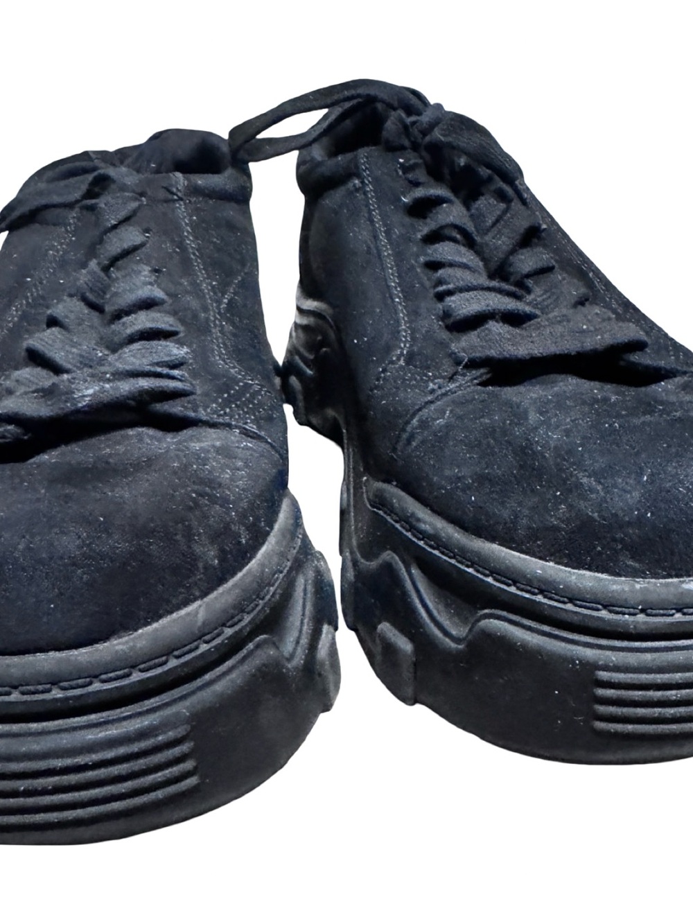 Zara Black Suede Platform Lace-Up Sneakers